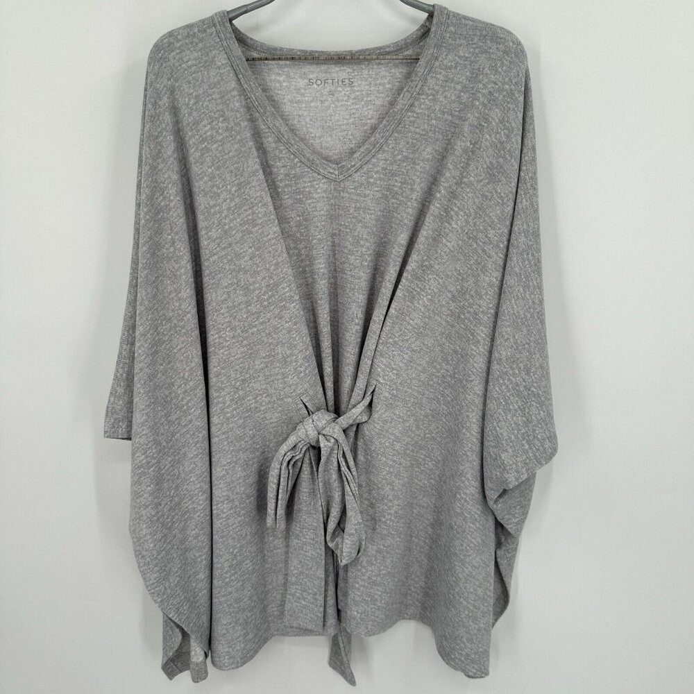 Softies Ultra-Dream Jersey Belted Shawl in Heather Gray One Size NWOT NEW